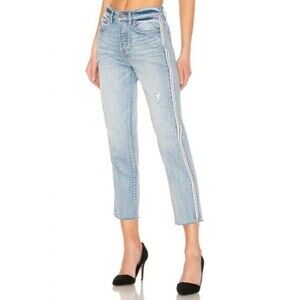 PISTOLA Charlie High Rise Button Fly Light Wash Raw Hem Zipper Jeans Size 24